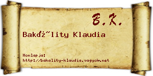 Bakálity Klaudia névjegykártya